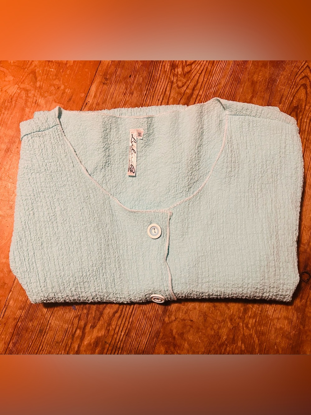Women's Lulu-B Turquoise crinkle / gauze  button-up shirt Size XL